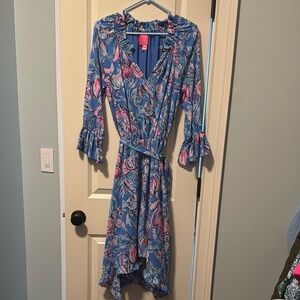 Lilly Pulitzer Floral Blue Wrap Dress